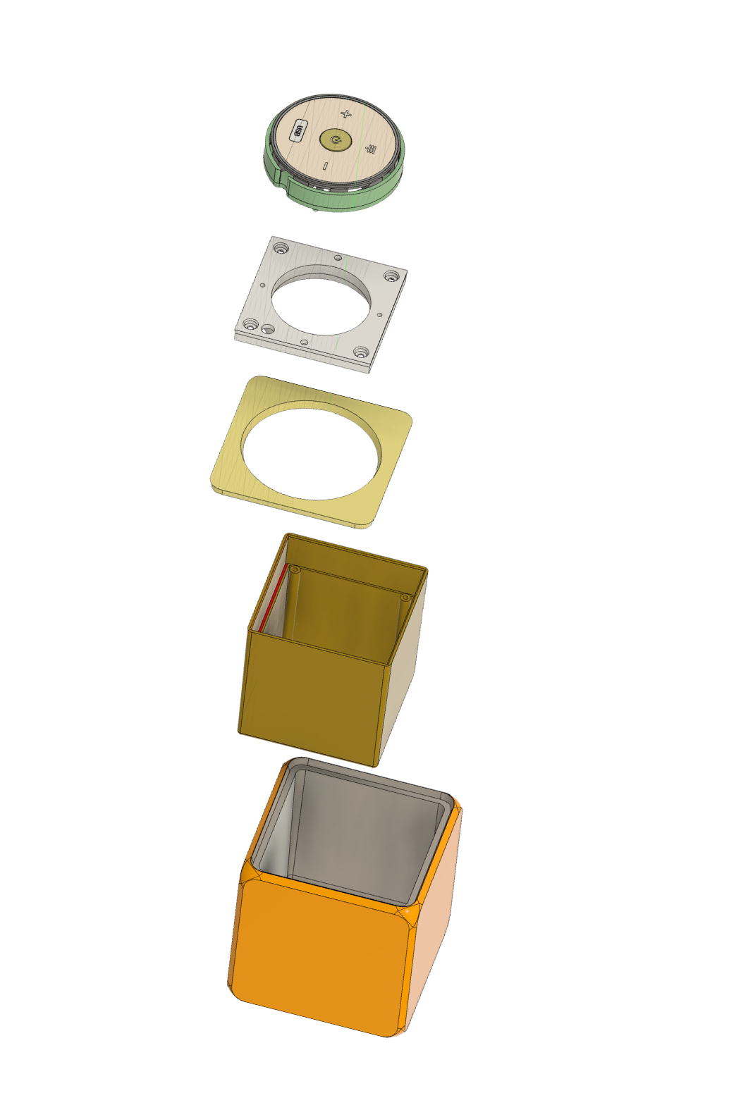 Exploded early design sketch showing the layers of the timer