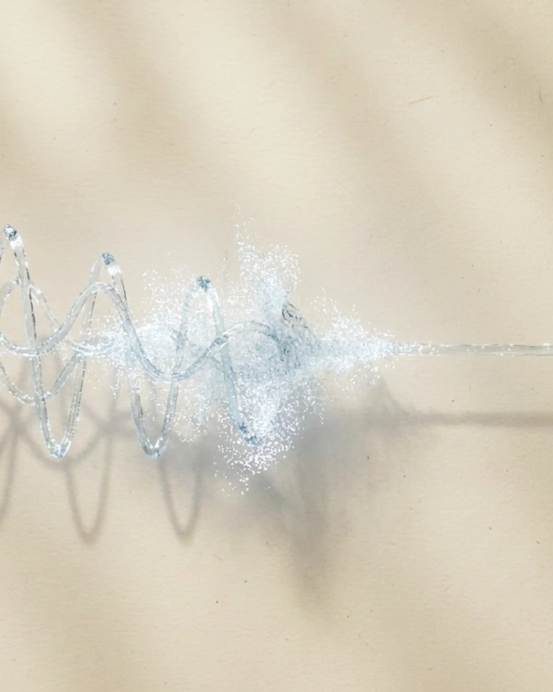 White Noise Mode — abstract sound wave sculpture on cream